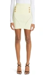 Balmain Short Double-breasted Knit Skirt In Lt Yellow