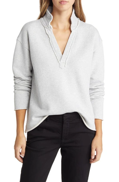 Frank & Eileen Collar Cotton Sweatshirt In Grey Melange