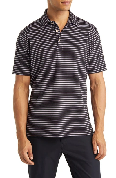 Peter Millar Drum Stripe Performance Polo In Black