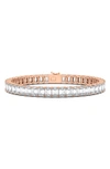 Hautecarat Emerald Cut Lab Created Diamond Tennis Bracelet In 14k Rose Gold