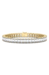 Hautecarat Emerald Cut Lab Created Diamond Tennis Bracelet In 14k Yellow Gold