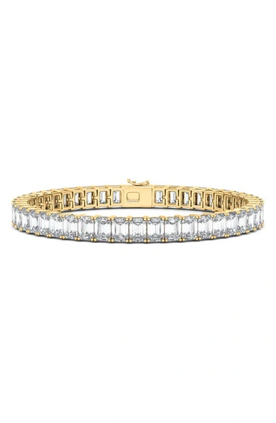 Hautecarat Emerald Cut Lab Created Diamond Tennis Bracelet In 14k Yellow Gold