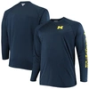 COLUMBIA COLUMBIA NAVY MICHIGAN WOLVERINES BIG & TALL TERMINAL TACKLE LONG SLEEVE OMNI-SHADE T-SHIRT