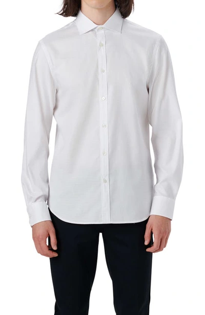 Bugatchi Shaped Fit Stretch Cotton Button-up Shirt In White