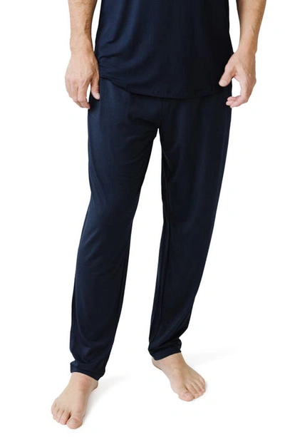 Cozy Earth Tie Waist Stretch Knit Pyjama Trousers In Navy