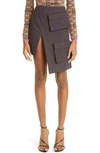 Off-white Asymmetric Thigh-slit Cargo Skirt In Dark Grey No