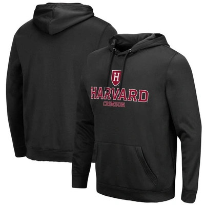 Colosseum Black Harvard Crimson Lantern Pullover Hoodie