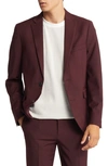 Open Edit Solid Extra Trim Wool Blend Sportcoat In Burgundy Stem