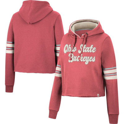 Colosseum Scarlet Ohio State Buckeyes Retro Cropped Pullover Hoodie