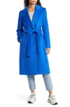 Sam Edelman Belted Wool Blend Coat In Classic Blue