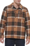 Levi's Quilt Lined Cotton Shacket In Brown Tan Woodsman Plaid