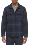 Levi's Quilt Lined Cotton Shacket In Navy Ombre Plaid