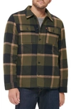 Levi's Quilt Lined Cotton Shacket In Olive Skater Plaid