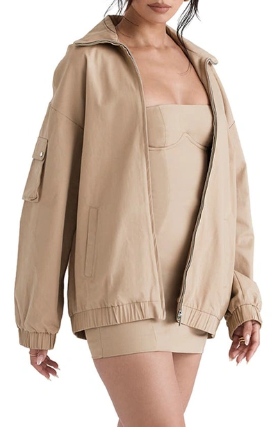 House Of Cb Cami Oversize Track Jacket In Taupe