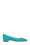 Ann Mashburn Buckle Flat In Jade Suede