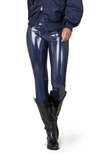 Spanx Faux Patent Leather Leggings In Port Navy