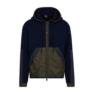 Moncler Zip Up Cardigan In Dark Navy