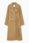 Cos Double-faced Wool Belted Coat In Beige
