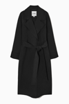 Cos Double-faced Wool Belted Coat In Black