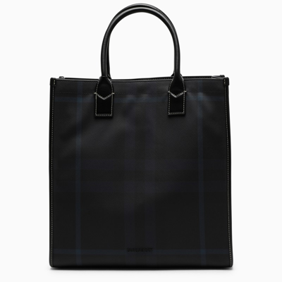 Burberry Exaggerated Check Coated Canvas Tote Bag In Blue,black