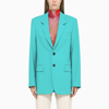 Msgm Turquoise Virgin Wool Single-breasted Blazer In Light Blue