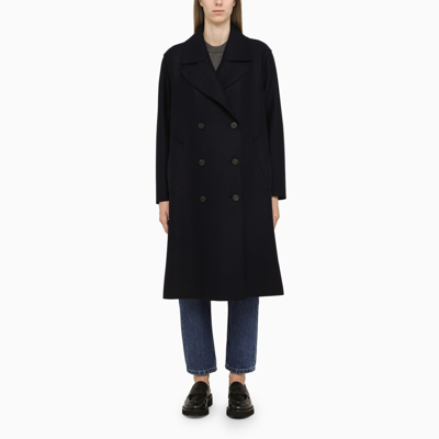 Harris Wharf London Blue Wool Coat With Belt