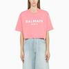 Balmain Women Logo Organic Cotton Cropped T-shirt In Multicolor