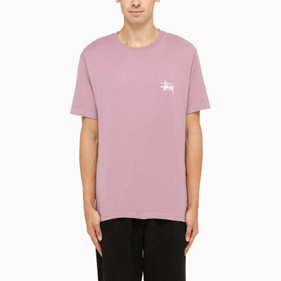 Stussy Orchid-coloured Crew-neck T-shirt With Logo In Purple