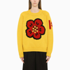 KENZO YELLOW WOOL CREW NECK SWEATER WITH INTARSIA,FC62PU3213BACO/L_KENZO-40_323-S