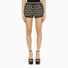 Balmain Monogram Wool And Linen-blend Shorts In Black
