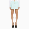 Balmain Pleated Mini Skirt In Wool In Green