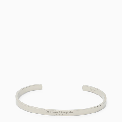 Maison Margiela Rigid Silver Bracelet With Logo In Metal
