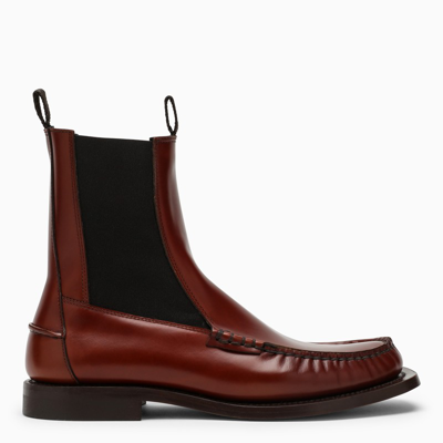 Hereu Slip-on Leather Ankle Boots In Brown