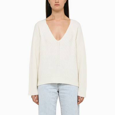 Ivy & Oak Kasi Ivory-coloured Wool Blend Jumper In White