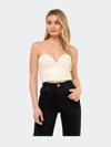 Grey Lab Strapless Faux Leather Bustier Crop Top In White