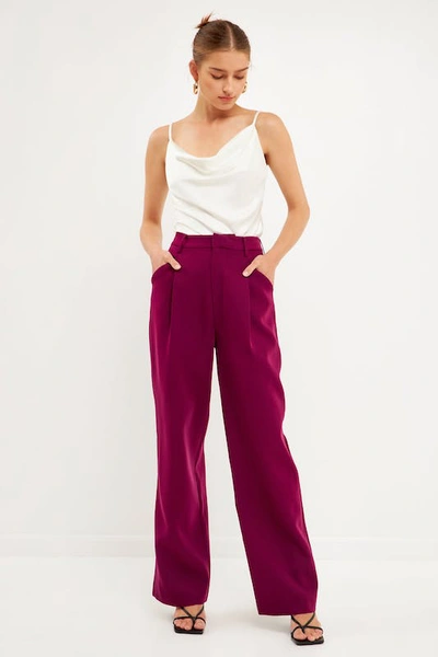 Endless Rose Classic Pleated Suit Trousers In Berry Violet