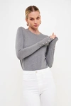 Endless Rose Button Cuff Sweater In Grey
