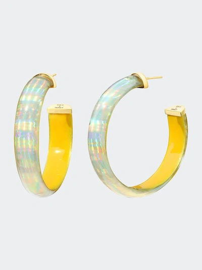 Gold & Honey Iridescent Hoop Earrings In Yellow