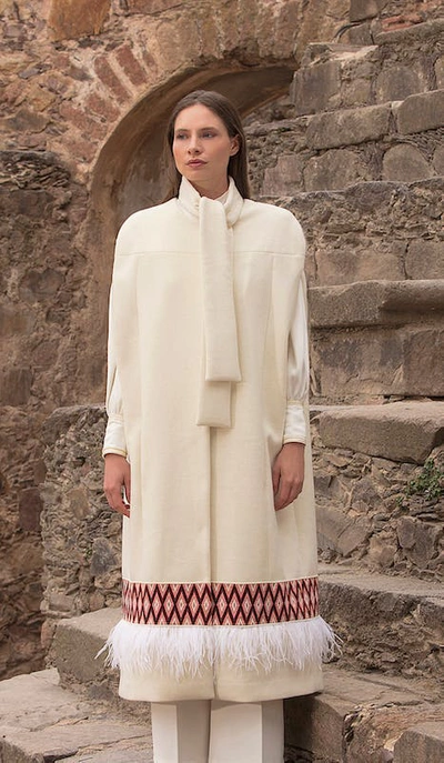 Patricia Govea Collection Alma Cape Coat In White