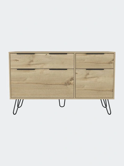 Fm Furniture Monaco Double Dresser, Four Drawers, Superior Top, Hairpin Legs In Yellow