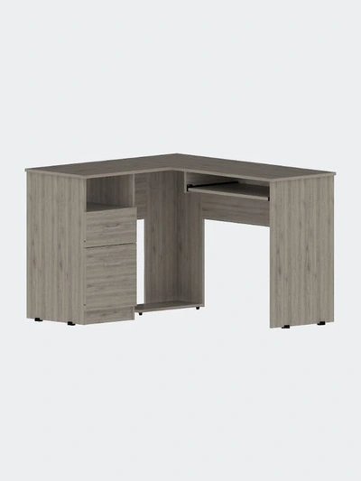 Fm Furniture Raleigh L-shaped Desk, Two Drawers, One Shelf, Cpu Storage In Grey