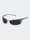 Fifth & Ninth Rocket 67mm Polarized Wraparound Sunglasses In Silver/ Black