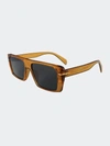 Fifth & Ninth Atlas 54mm Polarized Rectangular Sunglasses In Caramel/ Black