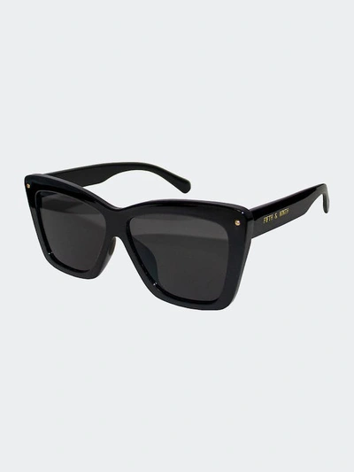 Fifth & Ninth Willow 57mm Polarized Cat Eye Sunglasses In Black/ Black