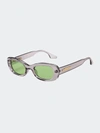 Fifth & Ninth Maxi 56mm Polarized Oval Sunglasses In Gray/ Pistachio