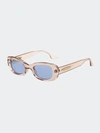 Fifth & Ninth Maxi 56mm Polarized Oval Sunglasses In Blush/ Sky