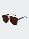 Fifth & Ninth Lagos 58m Polarized Aviator Sunglasses In Torte/ Brown