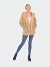 White Mark Women's Plush Hooded With Pockets Jacket In Camel