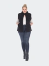 White Mark Plus Size Women's Zip Up Sherpa Vest Jacket In Black