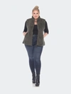 White Mark Plus Size Women's Zip Up Sherpa Vest Jacket In Army Green